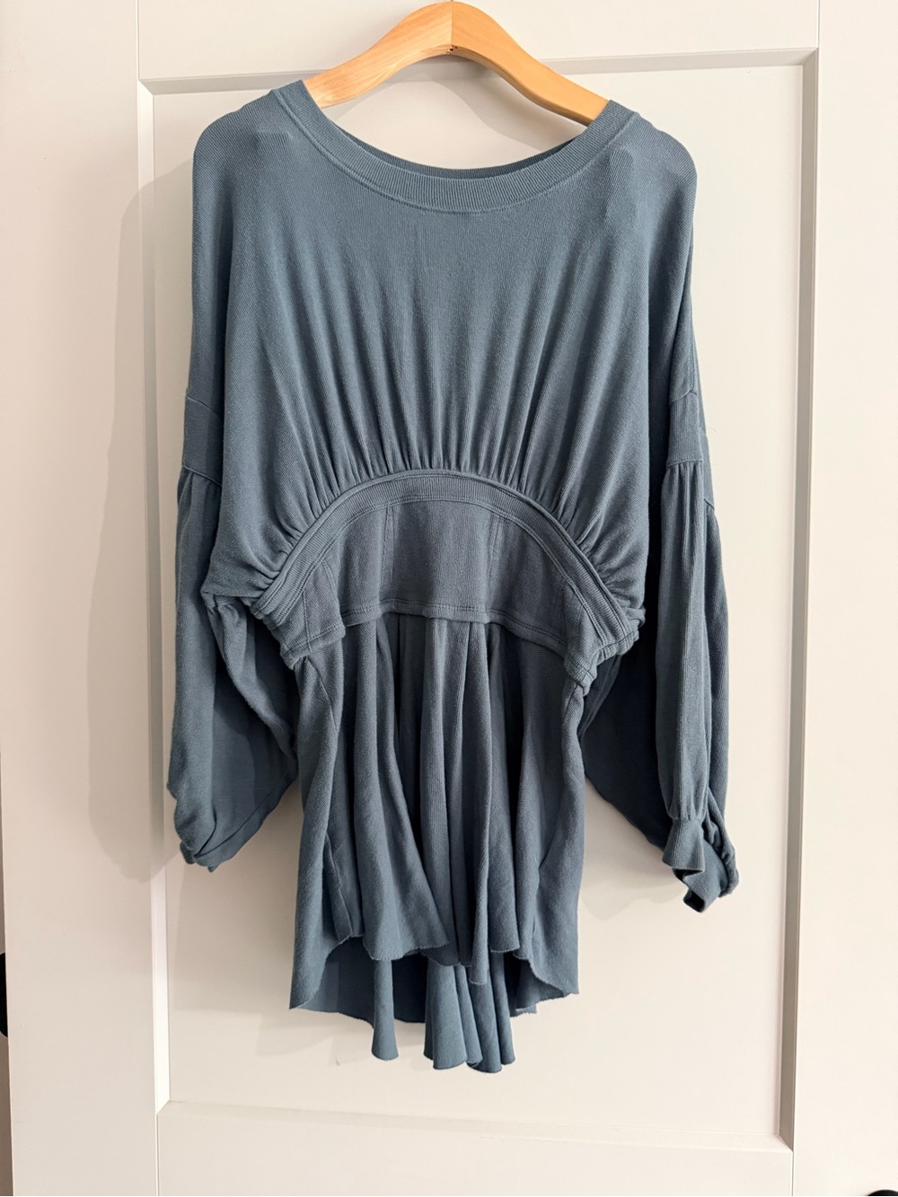Free People Dusty Blue Peasant Pullover Blouse